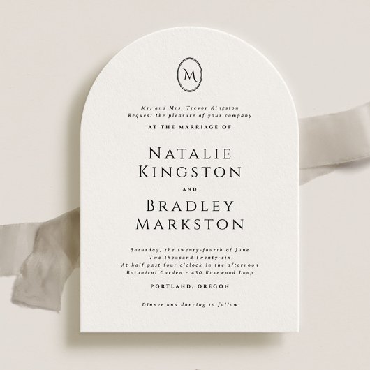 Kingston Elegant Monogram Typografy Wedding Einladung