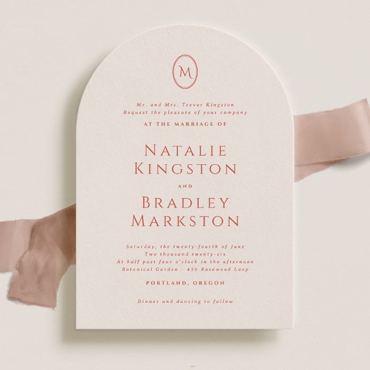 Kingston Elegant Monogram Typografy Wedding Einladung