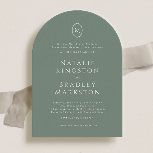 Kingston Elegant Monogram Typografy Wedding Einladung