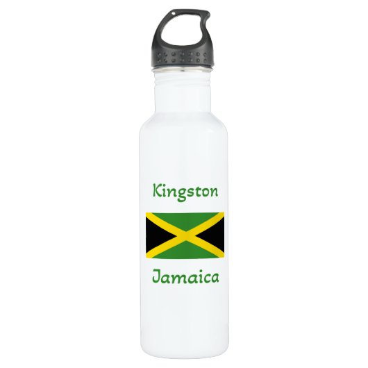 Kingston Jamaica - jamaikanische Flagge Edelstahlflasche (Vorderseite)
