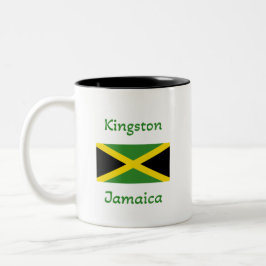 Kingston Jamaica - Jamaikanische Flagge Kaffeekaff Zweifarbige Tasse