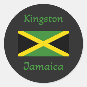 Kingston Jamaica - jamaikanische Flagge Runder Aufkleber