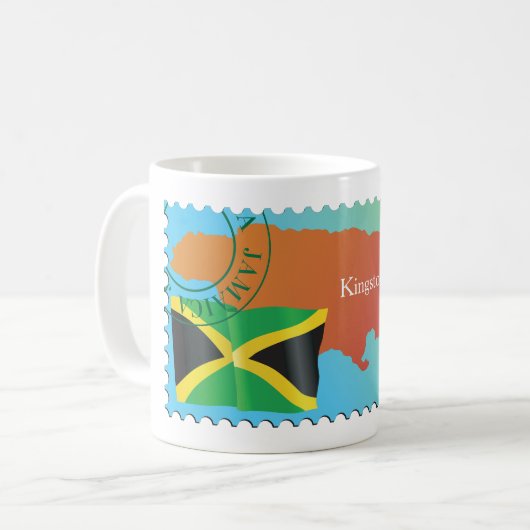 Kingston Jamaica Karte und Flagge Kaffeetasse (Vorderseite Links)