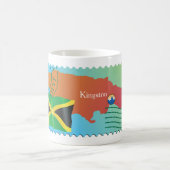 Kingston Jamaica Karte und Flagge Kaffeetasse (Mittel)