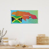 Kingston Jamaica Karte und Flagge Poster (Küche)