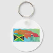 Kingston Jamaica Karte und Flagge Schlüsselanhänger (Vorderseite)