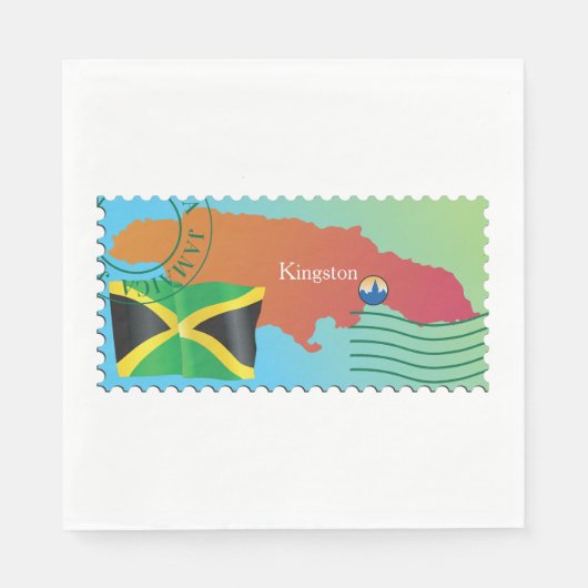 Kingston Jamaica Karte und Flagge Serviette (Vorderseite)