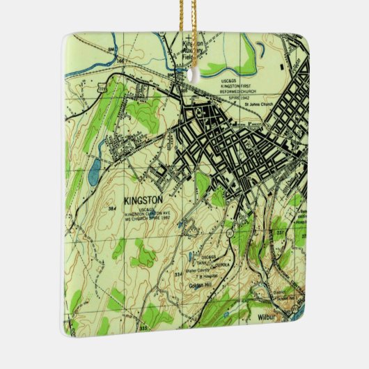 Kingston NY Vintag Map Keramikornament (Rechts)