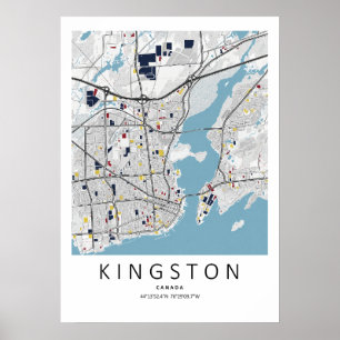 Kingston Ontario Karte Poster Saubere Kartenkuns
