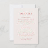 Kingston Portait Wedding Details Card Einladung (Vorderseite)