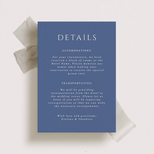 Kingston Portait Wedding Details Card Einladung