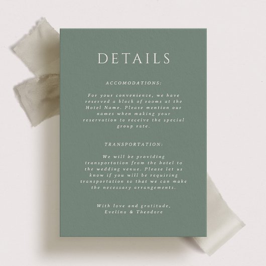 Kingston Portait Wedding Details Card Einladung