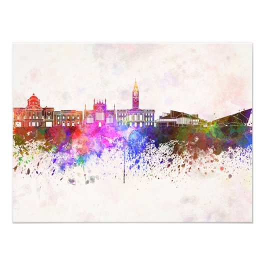 Kingston Upon Hull skyline im Watercolor backgroun Fotodruck (Vorne)