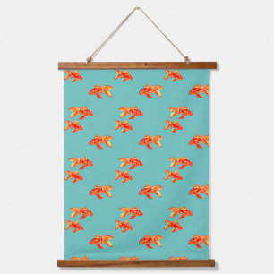 Kingyo Goldfish Red and Yellow Wandteppich Mit Holzrahmen