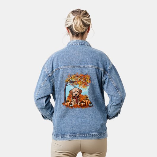 KiniArt Autumn Doodle Puppy Jeansjacke (Modell)