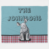KiniArt Baby Rhino Personalisiert Fleece Blanket (Vorderseite (Horizontal))