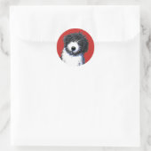 KiniArt Bartded Collie Runder Aufkleber (Tasche)