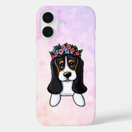KiniArt Basset Flower Girl iPhone 16 Hülle