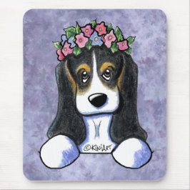 KiniArt Basset Flower Girl Mousepad