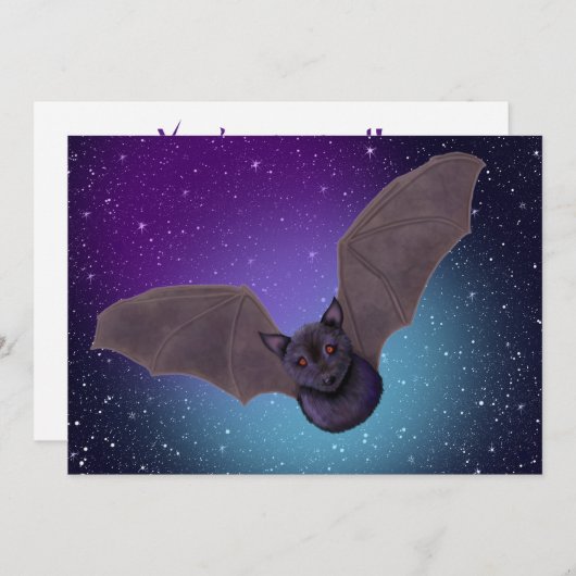 KiniArt Bat Halloween-Party Einladung (Vorne/Hinten)