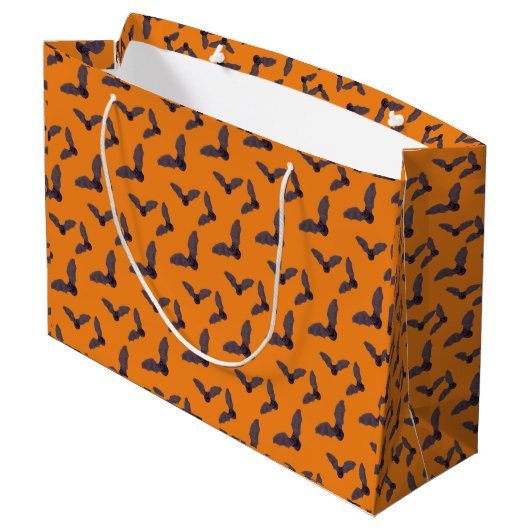KiniArt Bats Halloween Große Geschenktüte (Rückseite Schrägansicht)