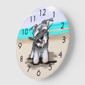 KiniArt Beach Schnauzer Wall Clock Große Wanduhr (Winkel)