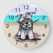 KiniArt Beach Schnauzer Wall Clock Große Wanduhr (Vorderseite)