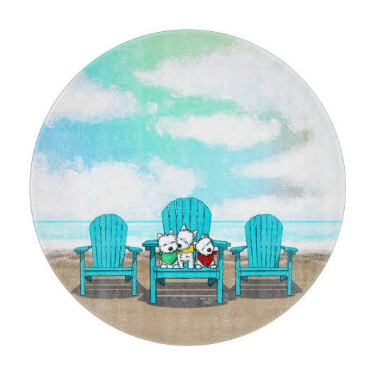 KiniArt Beach Westie Trio Schneidebrett (Vorderseite)