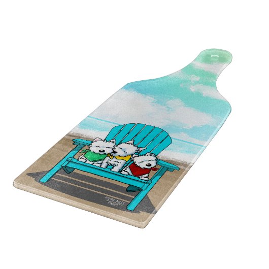 KiniArt Beach Westies Schneidebrett (Ecke)