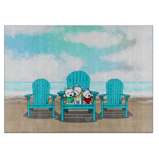 KiniArt Beach Westies Schneidebrett (Vorderseite)