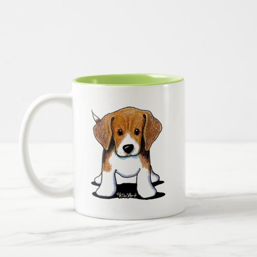KiniArt Beagle Pup Zweifarbige Tasse (Links)