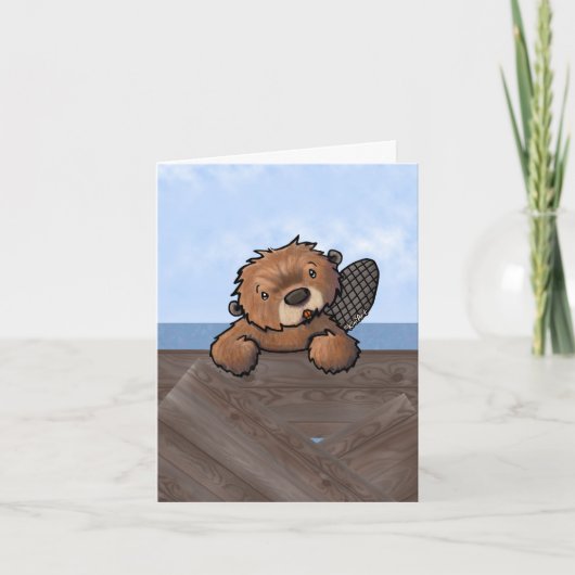 KiniArt Beaver Note Card Feiertagskarte (Vorderseite)