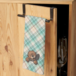 KiniArt Beaver on Marina Kariert Kitchen Handtuch