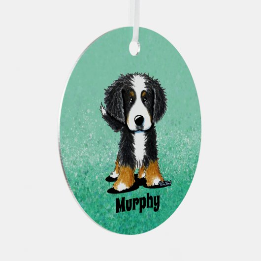 KiniArt Bernese Mountain Dog Ornament Aus Metall (Vorderseite Rechts)