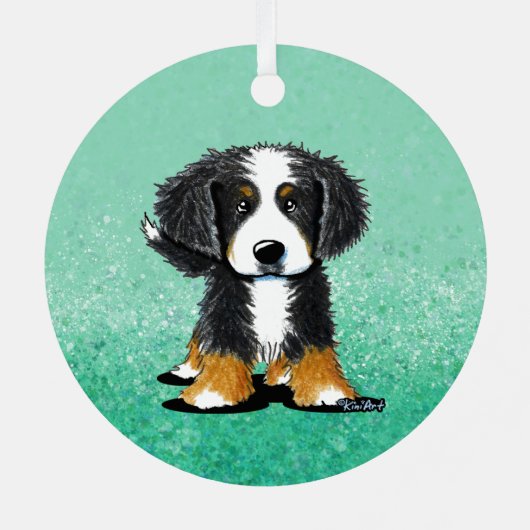 KiniArt Bernese Mountain Dog Ornament Aus Metall (Rückseite)