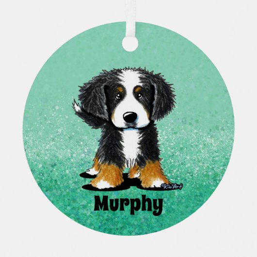 KiniArt Bernese Mountain Dog Ornament Aus Metall (Vorderseite)