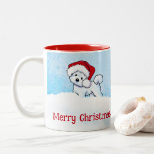 KiniArt Bichon Frise Weihnachten Zweifarbige Tasse