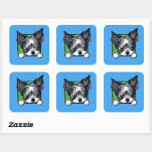 KiniArt Biewer Yorkie Large Square Sticker (Blatt)