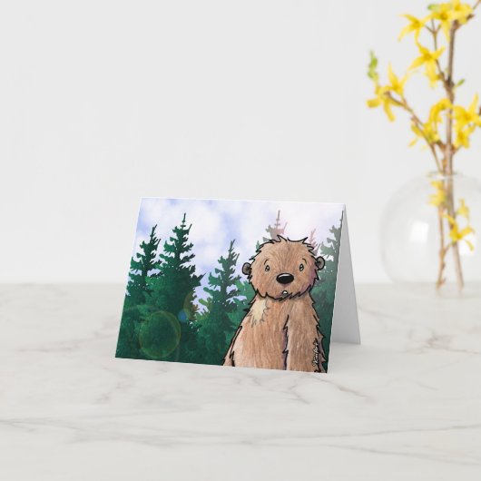 KiniArt Bigfoot Sasquatch Note Card Karte (Gelbe Blume)
