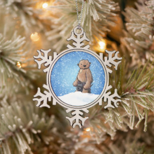 KiniArt Bigfoot Schneeflocken Zinn-Ornament
