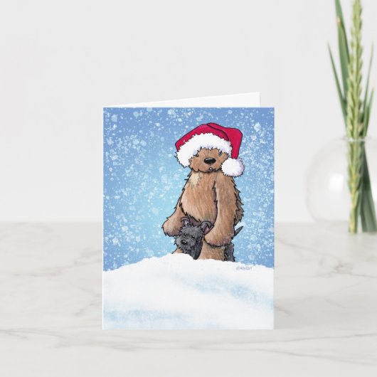 KiniArt Bigfoot & Scottie Dog Weihnachtskarte Feiertagskarte (Vorderseite)