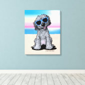 KiniArt Black Doodle Dog Beach Leinwanddruck (Insitu (Holzboden))