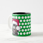 KiniArt Black Doodle Santa Two-Tone-Tasse Zweifarbige Tasse (Vorderseite Links)