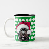 KiniArt Black Doodle Santa Two-Tone-Tasse Zweifarbige Tasse (Links)