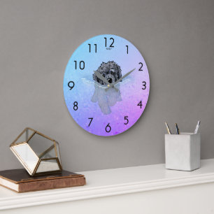KiniArt Black Goldendoodle Large Clock Große Wanduhr