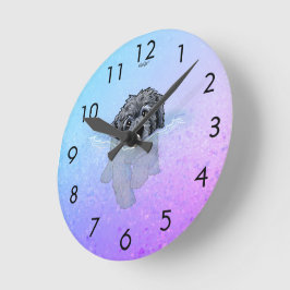 KiniArt Black Goldendoodle Large Clock Runde Wanduhr