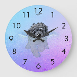 KiniArt Black Goldendoodle Large Clock Runde Wanduhr
