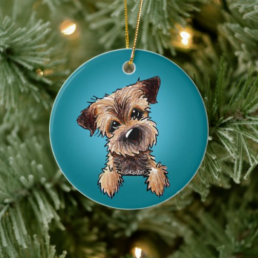 KiniArt Border Terrier Keramik Ornament (Baum)
