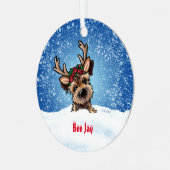 KiniArt Border Terrier Weihnachten Ornament Aus Metall (Vorderseite links)
