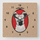 KiniArt Briard Wall Clock Quadratische Wanduhr (Vorderseite)